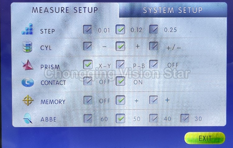 JD-2600A Auto Lensmeter Measurement Settings